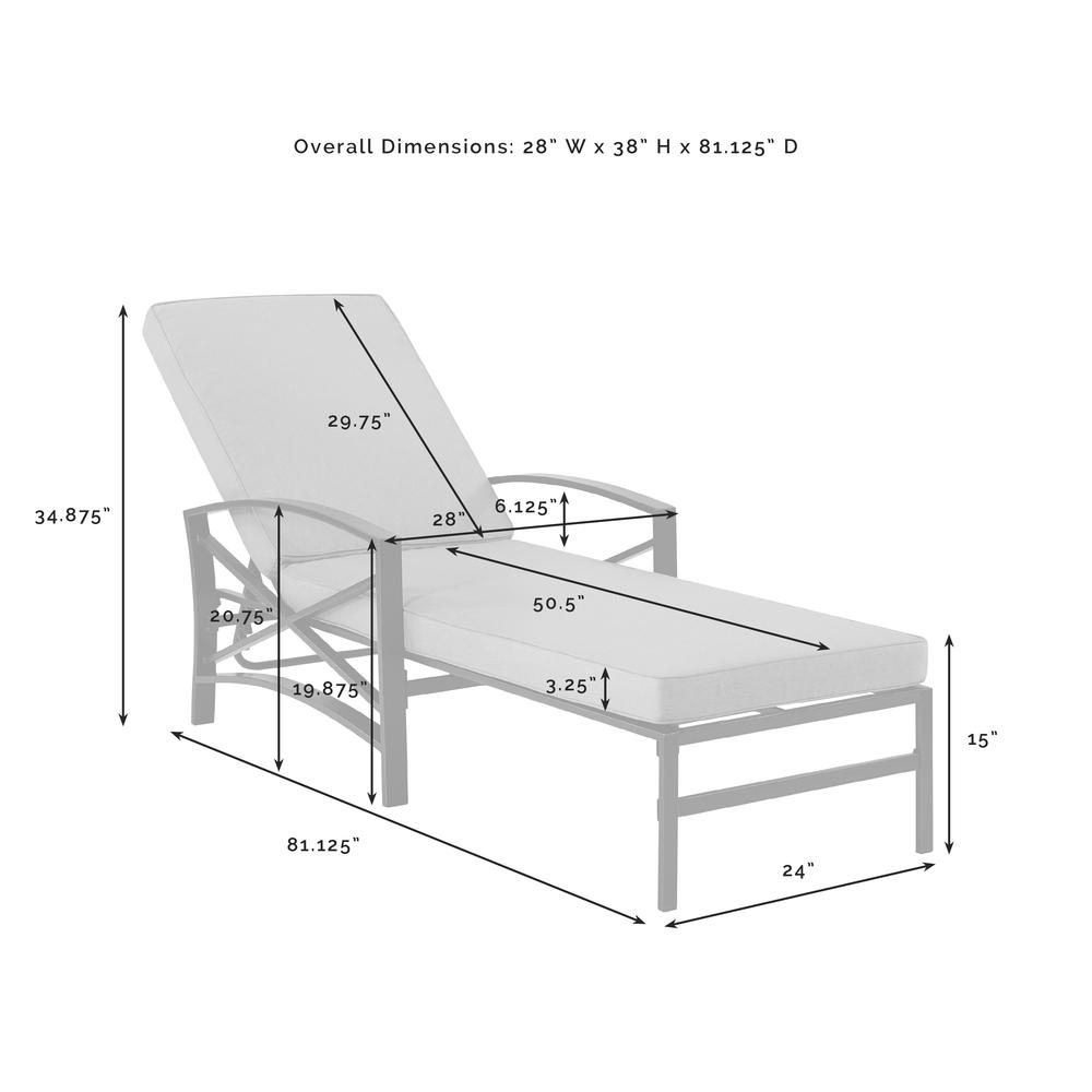Kaplan Outdoor Metal Chaise Lounge Gray/White. Picture 8