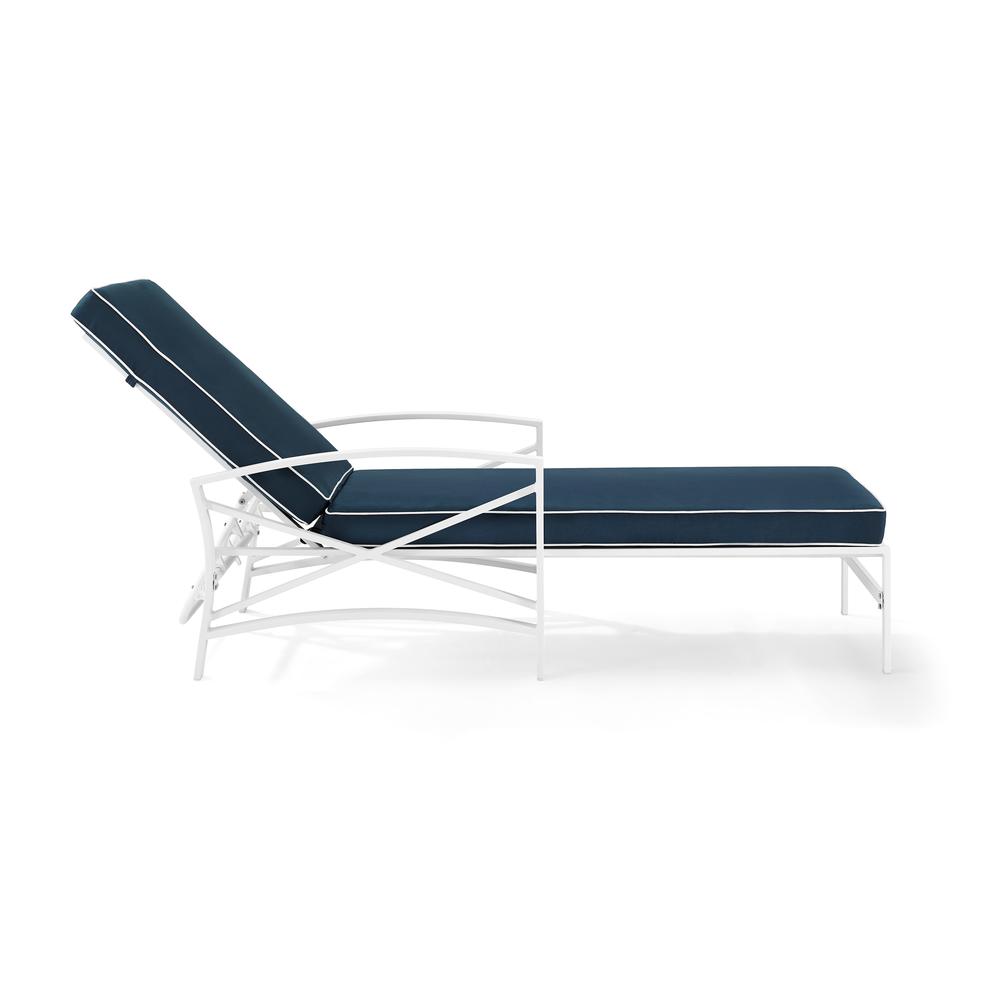 Kaplan Outdoor Metal Chaise Lounge Navy/White. Picture 7