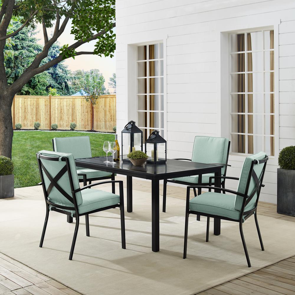 Kaplan 5Pc Outdoor Metal Dining Set Mist/Oil Rubbed Bronze - Table & 4 Chairs. Picture 1