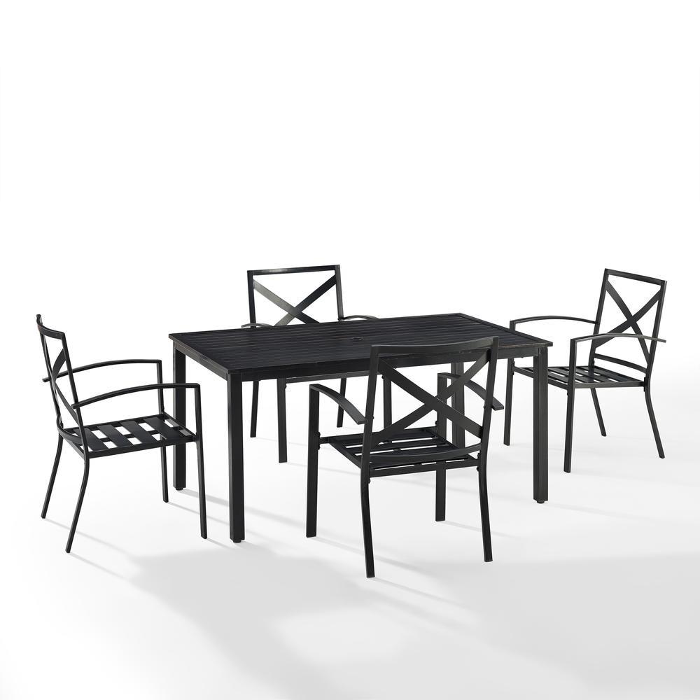 Kaplan 5Pc Outdoor Metal Dining Set Mist/Oil Rubbed Bronze - Table & 4 Chairs. Picture 8