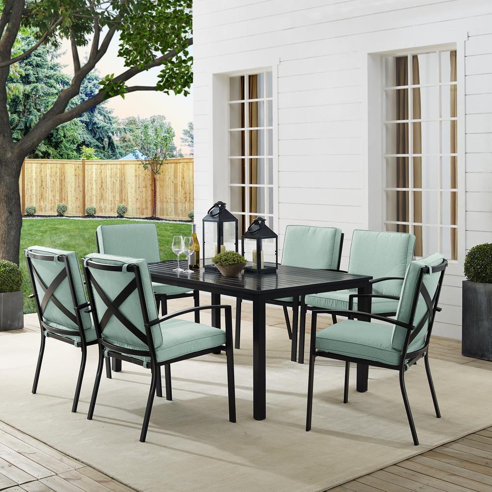 Kaplan 7Pc Outdoor Dining Set Mist/Oil Rubbed Bronze - Table & 6 Chairs. Picture 1
