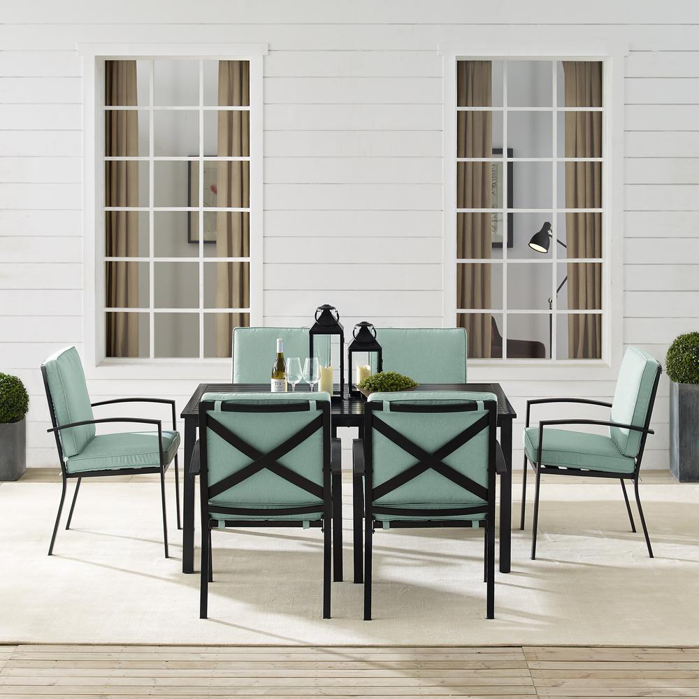 Kaplan 7Pc Outdoor Metal Dining Set Mist/Oil Rubbed Bronze - Table & 6 Chairs. Picture 2