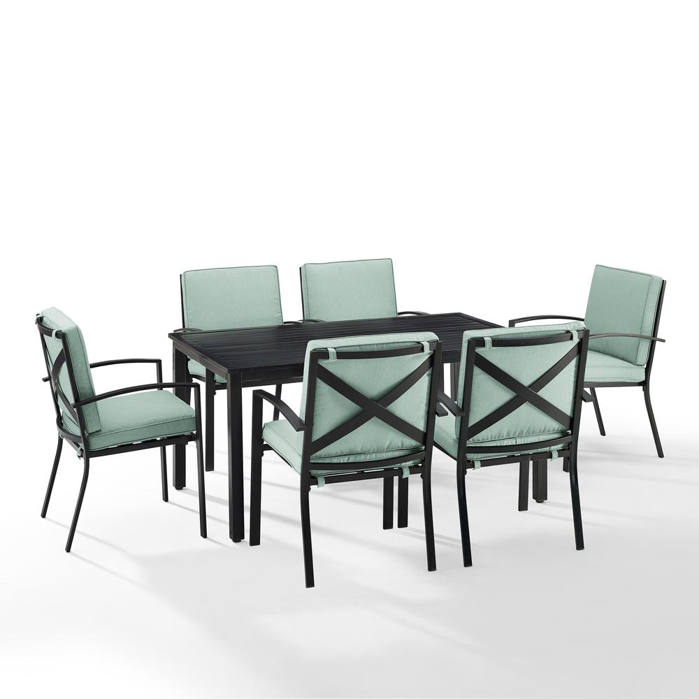 Kaplan 7Pc Outdoor Metal Dining Set Mist/Oil Rubbed Bronze - Table & 6 Chairs. Picture 6