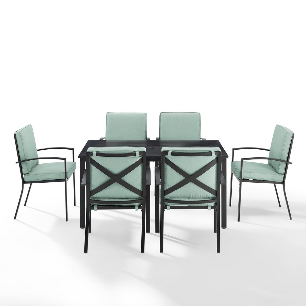 Kaplan 7Pc Outdoor Metal Dining Set Mist/Oil Rubbed Bronze - Table & 6 Chairs. Picture 7
