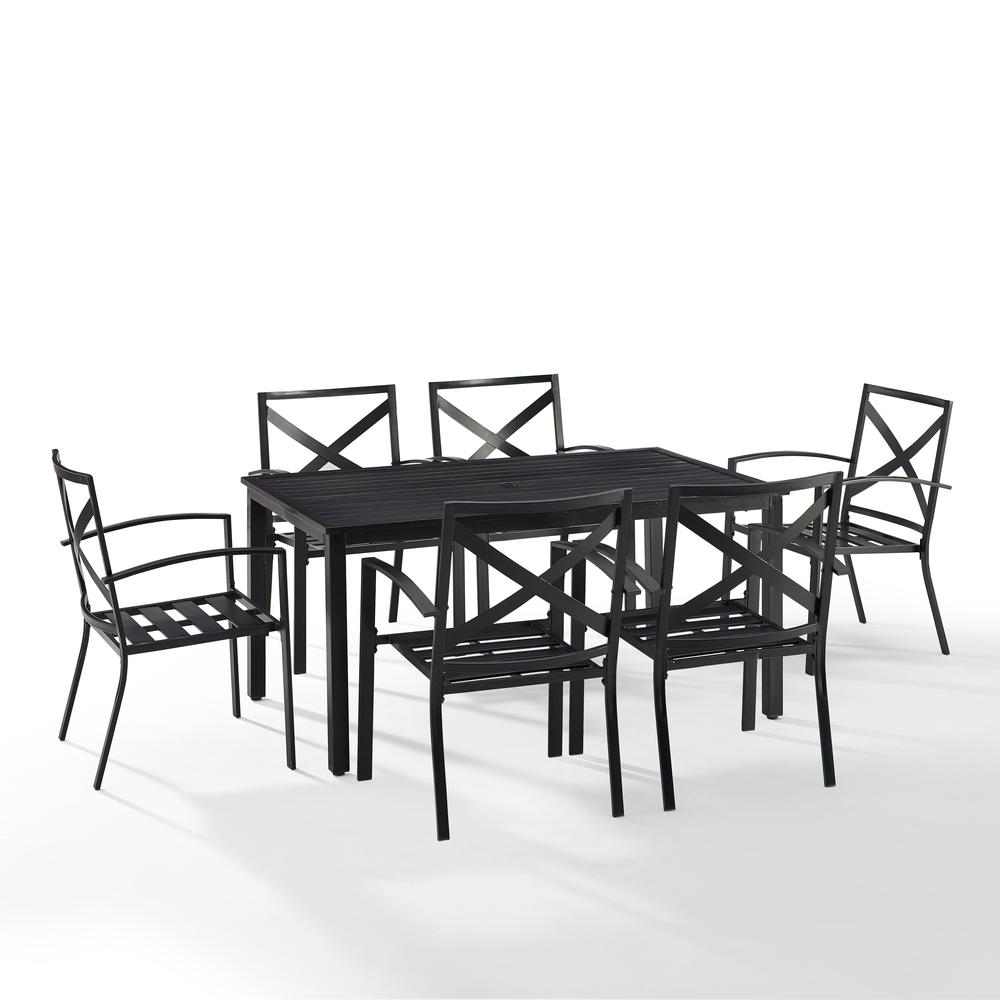 Kaplan 7Pc Outdoor Metal Dining Set Mist/Oil Rubbed Bronze - Table & 6 Chairs. Picture 8