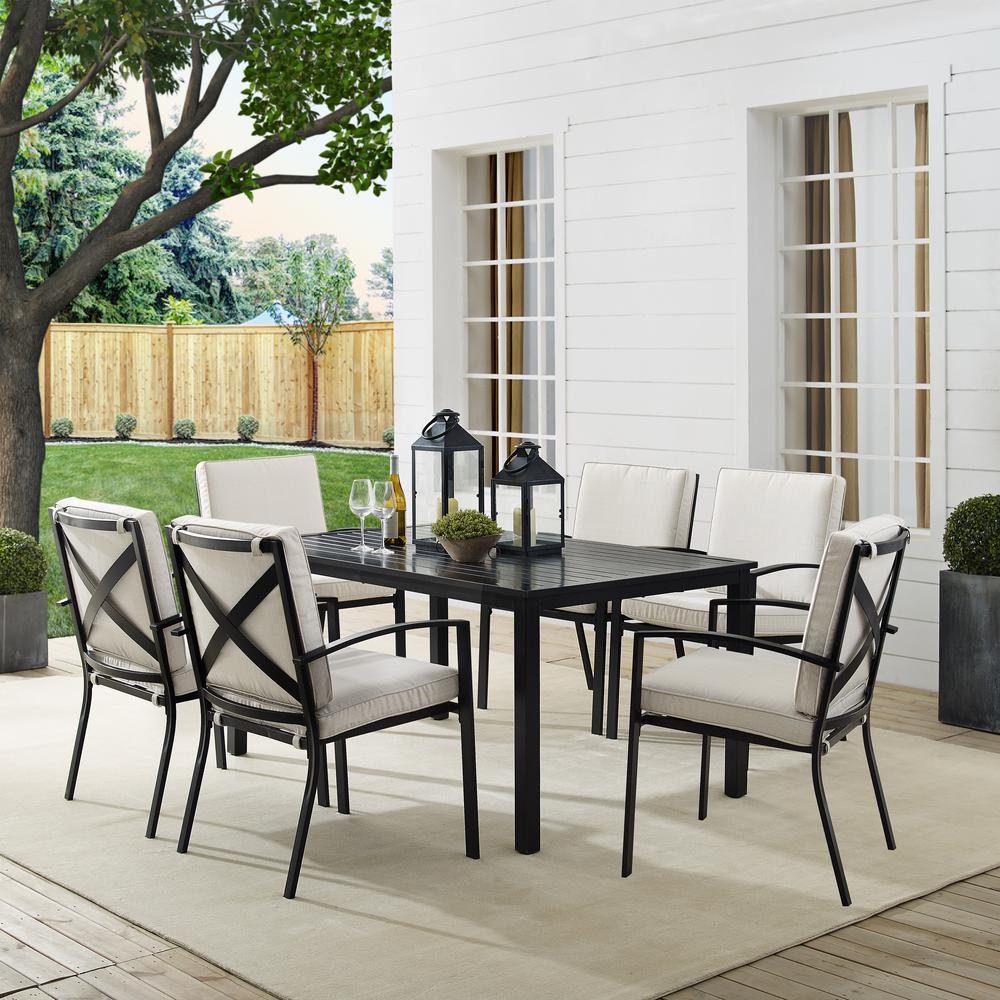 Kaplan 7Pc Outdoor Dining Set Oatmeal/Oil Rubbed Bronze - Table & 6 Chairs. Picture 1