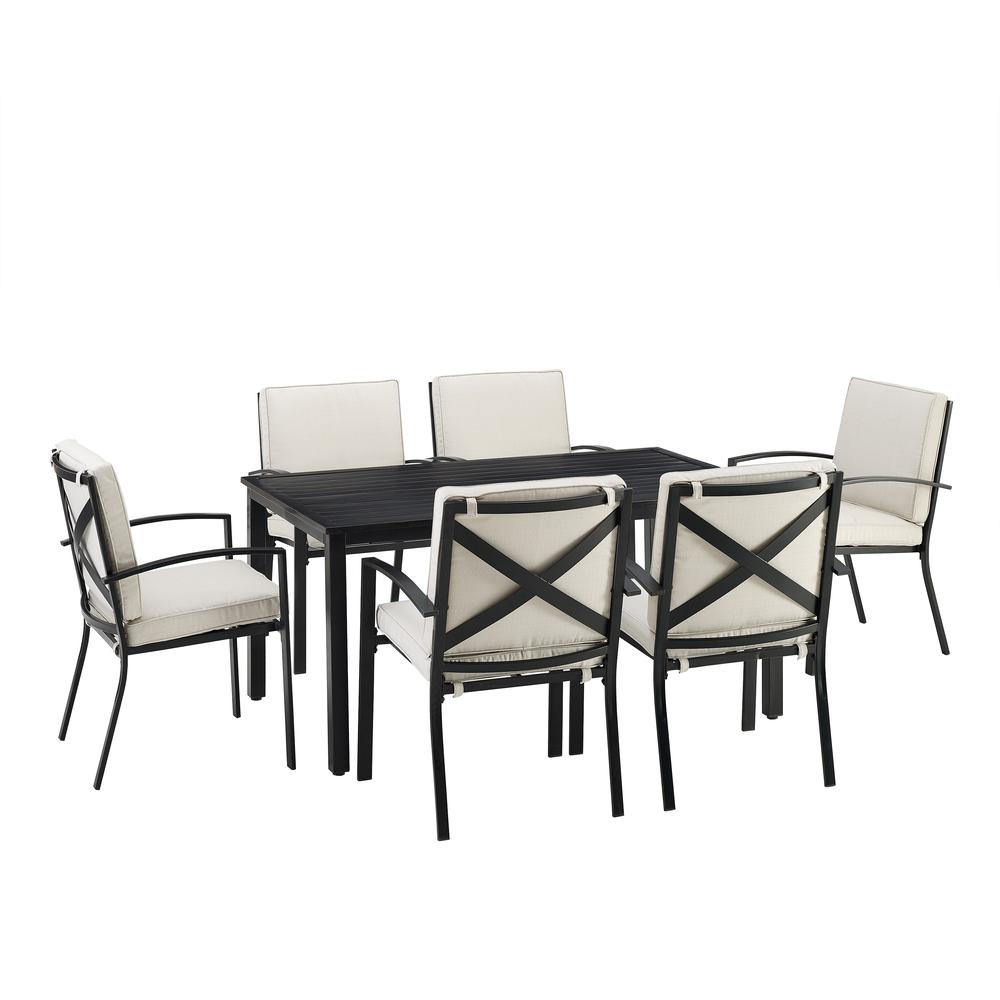 Kaplan 7Pc Outdoor Dining Set Oatmeal/Oil Rubbed Bronze - Table & 6 Chairs. Picture 3