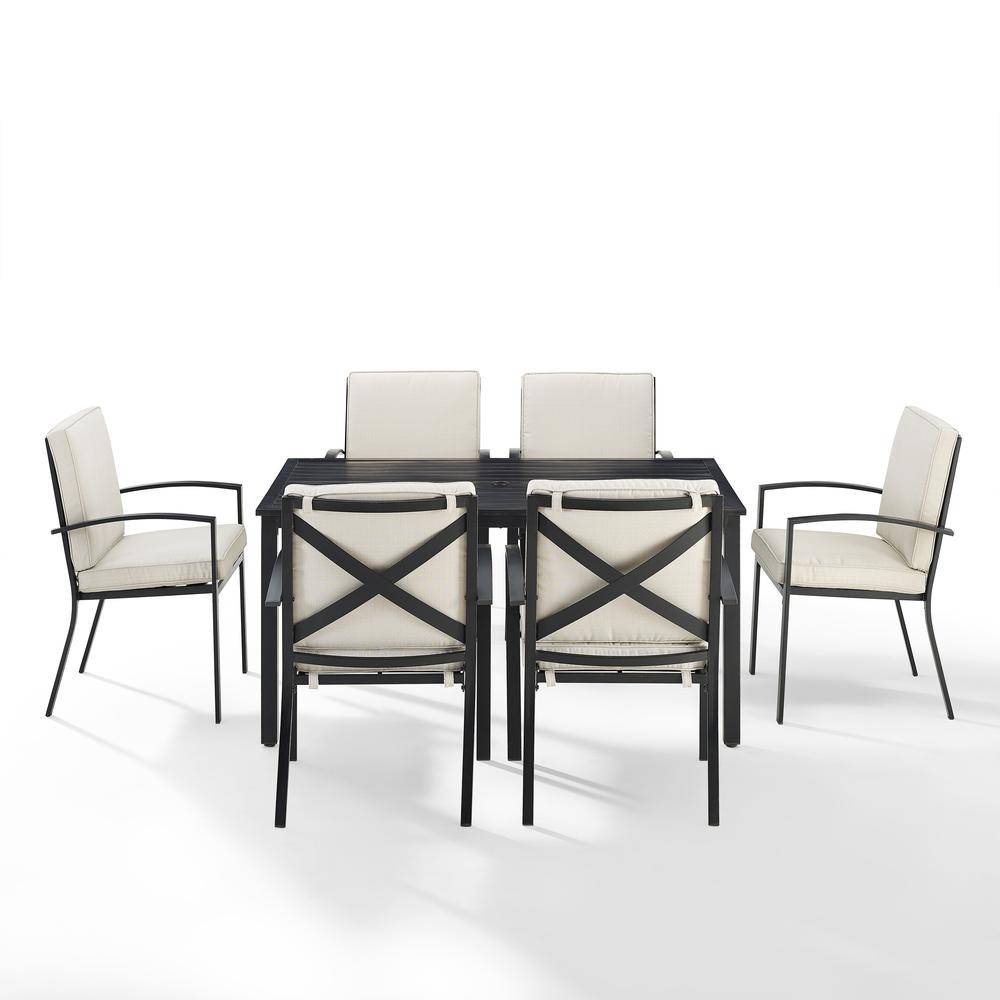Kaplan 7Pc Outdoor Dining Set Oatmeal/Oil Rubbed Bronze - Table & 6 Chairs. Picture 7