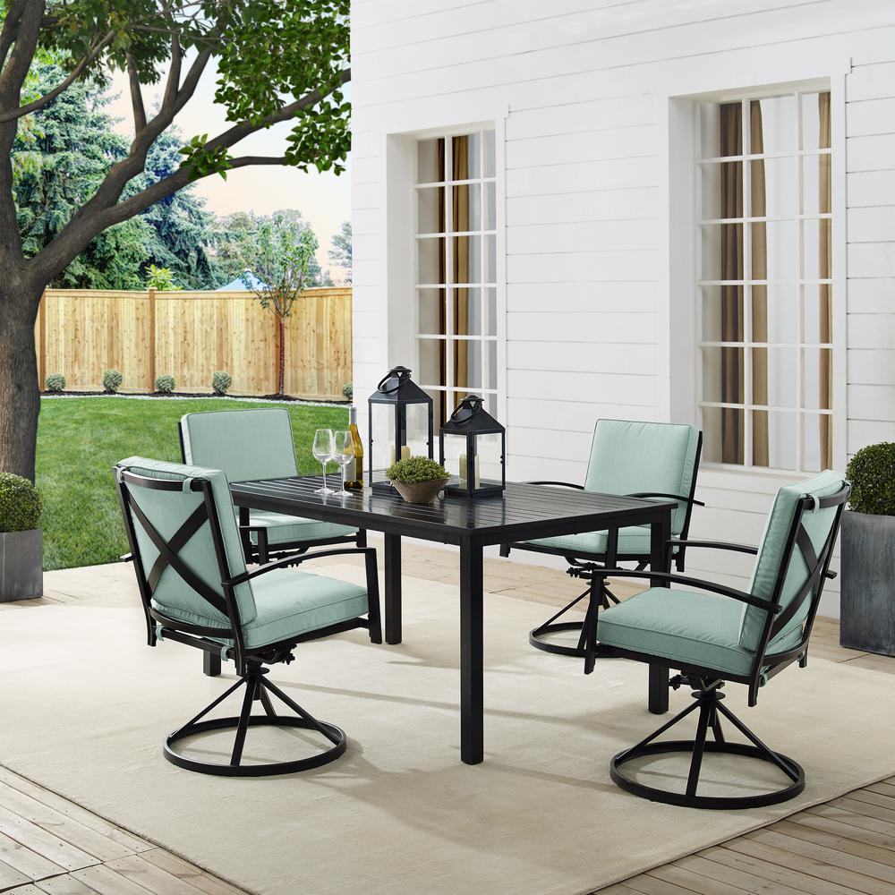 Kaplan 5Pc Outdoor Dining Set Mist/Oil Rubbed Bronze - Table & 4 Swivel Chairs. Picture 1