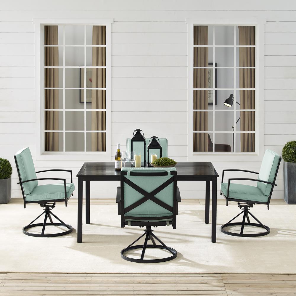 Kaplan 5Pc Outdoor Metal Dining Set Mist/Oil Rubbed Bronze - Table & 4 Swivel Chairs. Picture 2