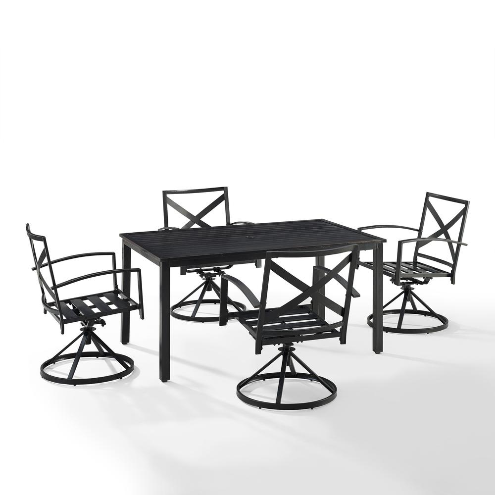 Kaplan 5Pc Outdoor Dining Set Mist/Oil Rubbed Bronze - Table & 4 Swivel Chairs. Picture 8