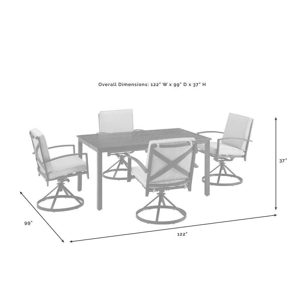 Kaplan 5Pc Outdoor Metal Dining Set Mist/Oil Rubbed Bronze - Table & 4 Swivel Chairs. Picture 9