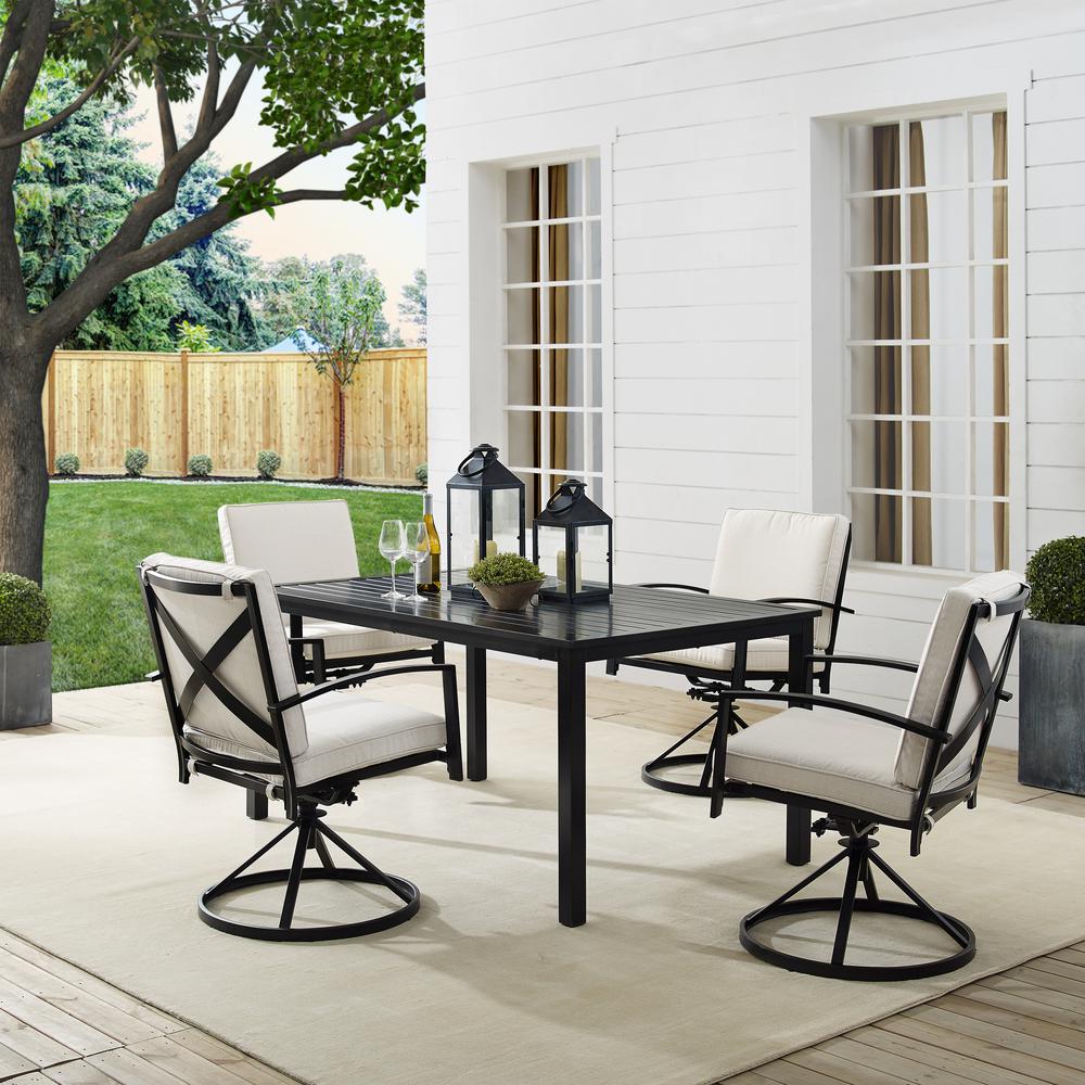 Kaplan 5Pc Outdoor Metal Dining Set Oatmeal/Oil Rubbed Bronze - Table & 4 Swivel Chairs. Picture 1
