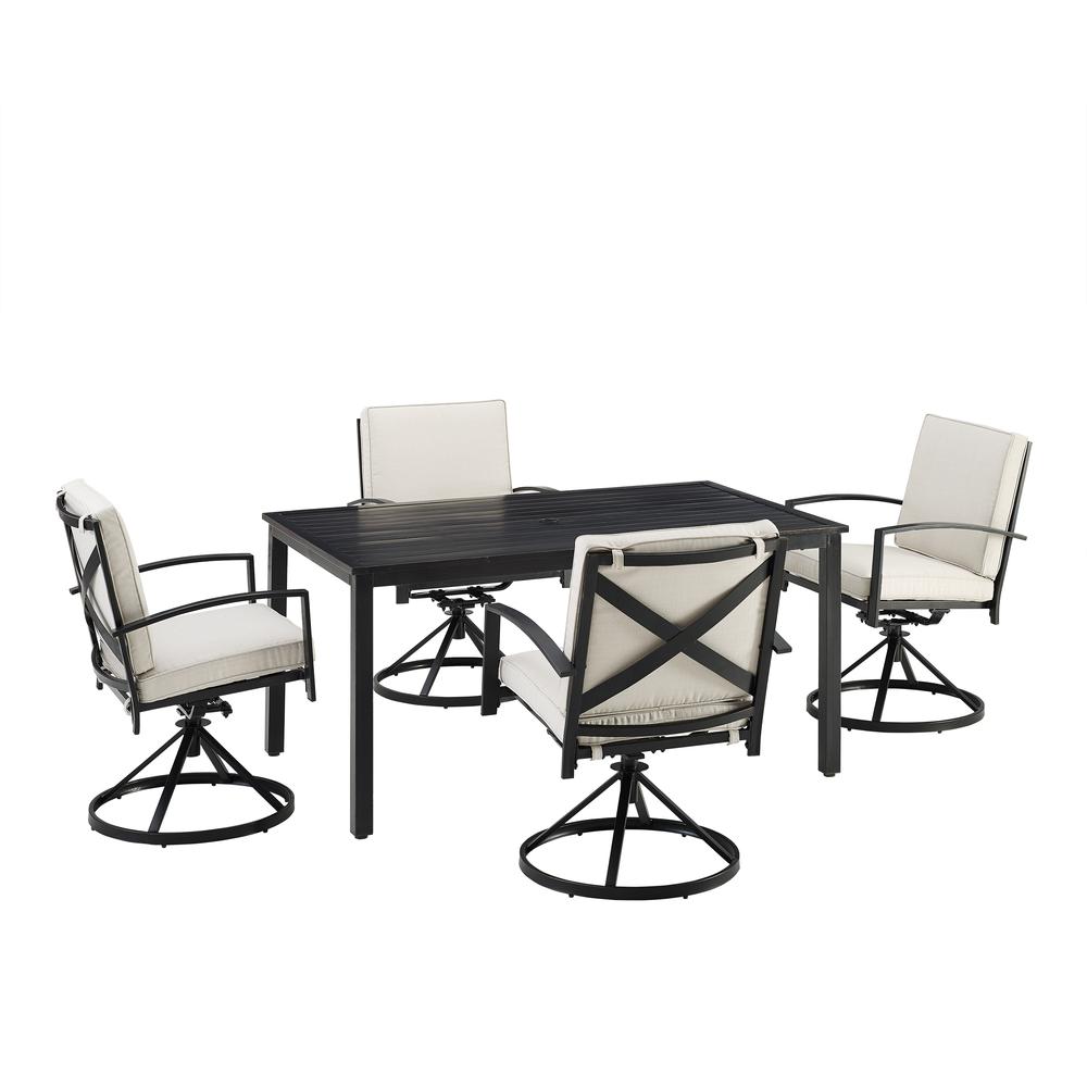 Kaplan 5Pc Outdoor Metal Dining Set Oatmeal/Oil Rubbed Bronze - Table & 4 Swivel Chairs. Picture 3