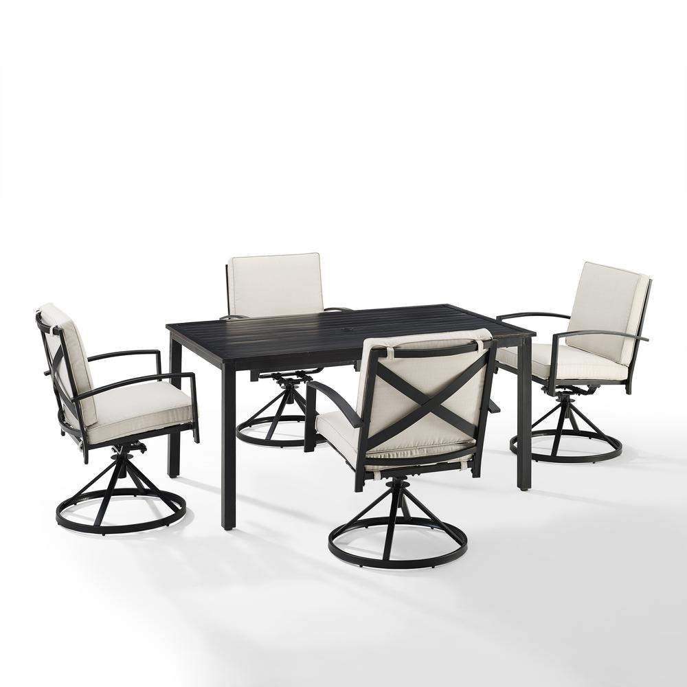 Kaplan 5Pc Outdoor Dining Set Oatmeal/Oil Rubbed Bronze - Table & 4 Swivel Chairs. Picture 6