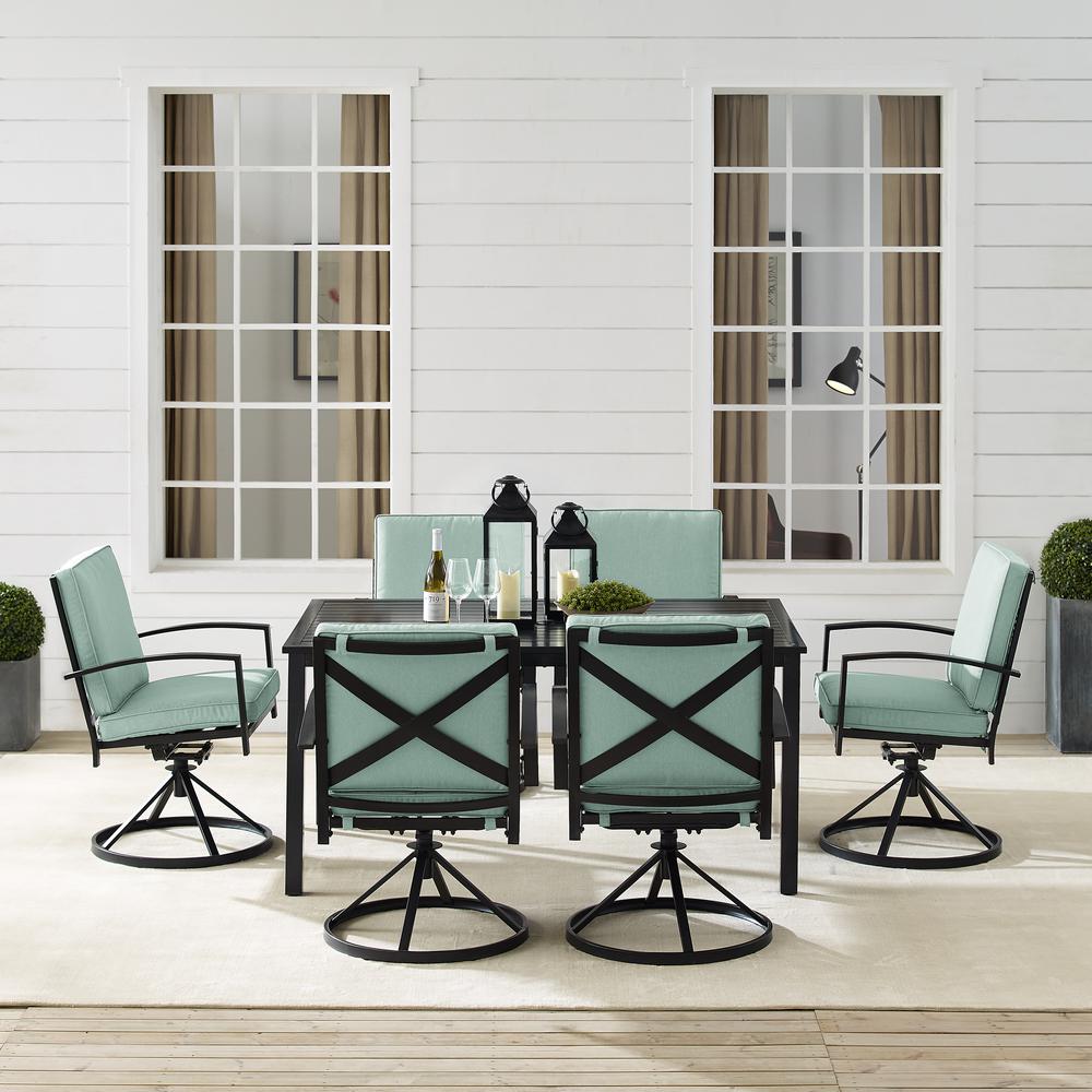 Kaplan 7Pc Outdoor Metal Dining Set Mist/Oil Rubbed Bronze - Table & 6 Swivel Chairs. Picture 2