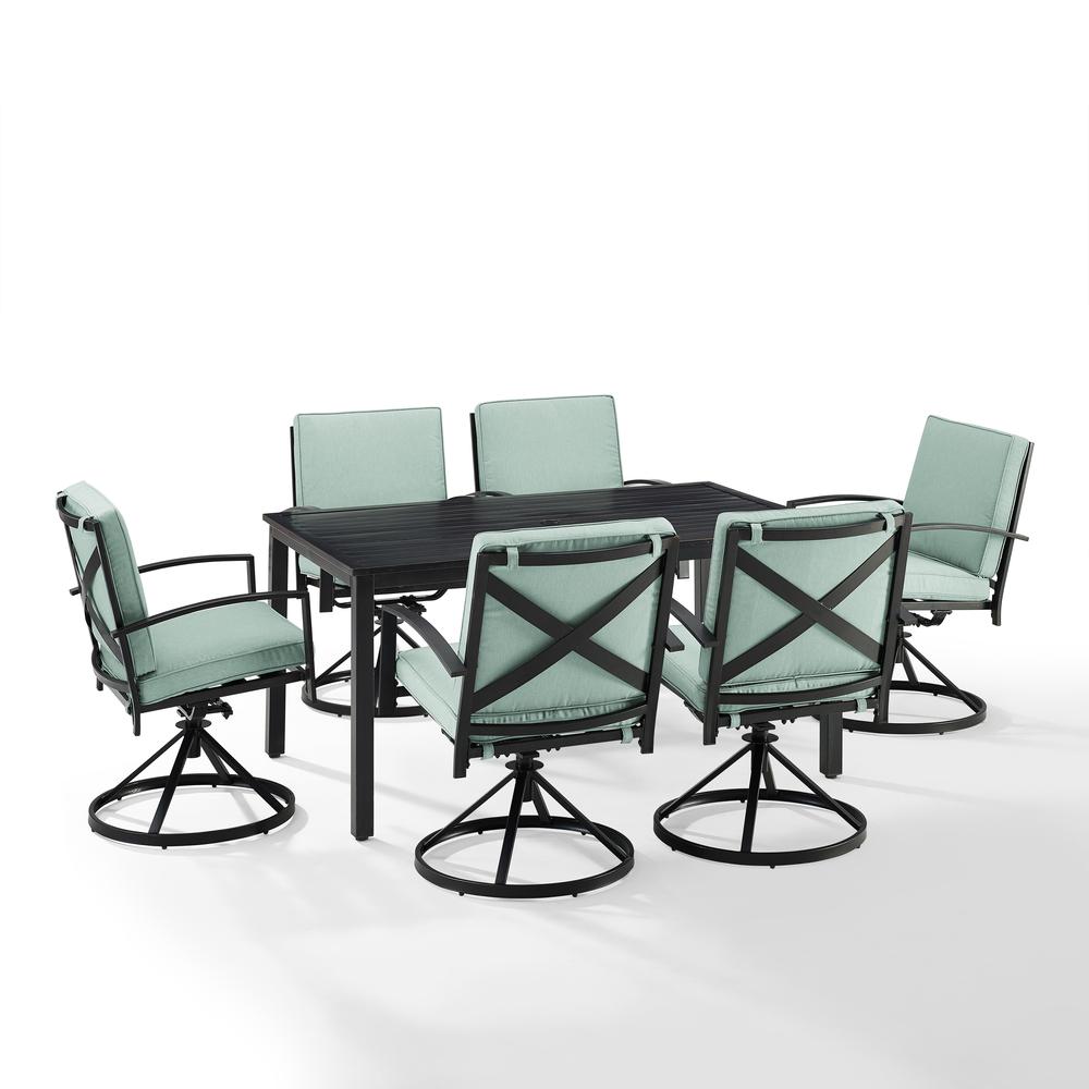 Kaplan 7Pc Outdoor Dining Set Mist/Oil Rubbed Bronze - Table & 6 Swivel Chairs. Picture 6