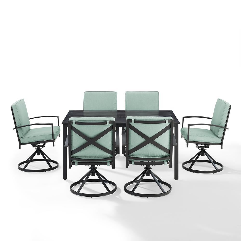 Kaplan 7Pc Outdoor Metal Dining Set Mist/Oil Rubbed Bronze - Table & 6 Swivel Chairs. Picture 7