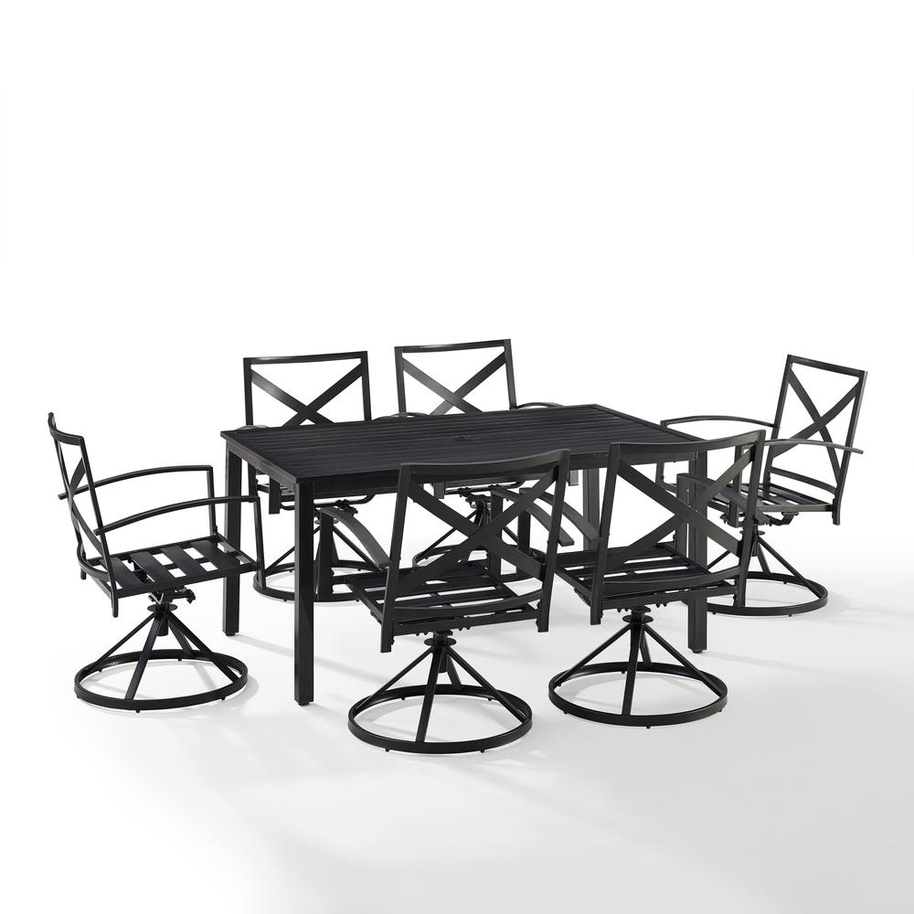 Kaplan 7Pc Outdoor Dining Set Mist/Oil Rubbed Bronze - Table & 6 Swivel Chairs. Picture 8
