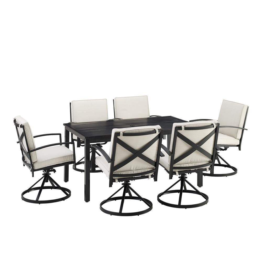 Kaplan 7Pc Outdoor Dining Set Oatmeal/Oil Rubbed Bronze - Table & 6 Swivel Chairs. Picture 3