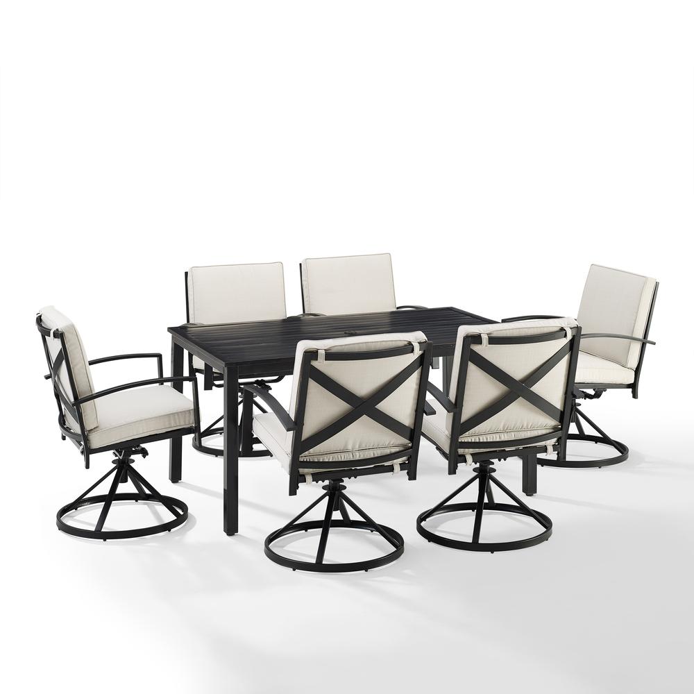 Kaplan 7Pc Outdoor Dining Set Oatmeal/Oil Rubbed Bronze - Table & 6 Swivel Chairs. Picture 6