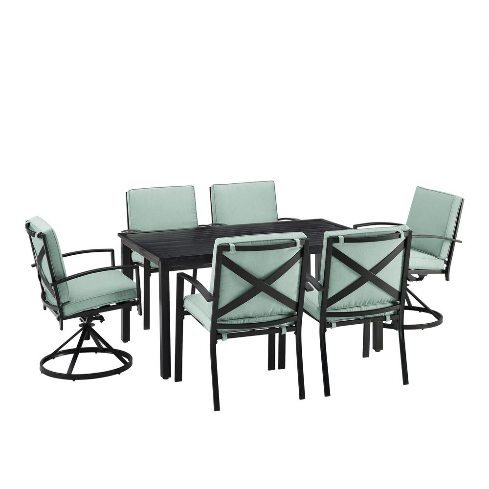 Kaplan 7Pc Outdoor Metal Dining Set Mist/Oil Rubbed Bronze - Table, 2 Swivel Chairs, & 4 Regular Chairs. Picture 3