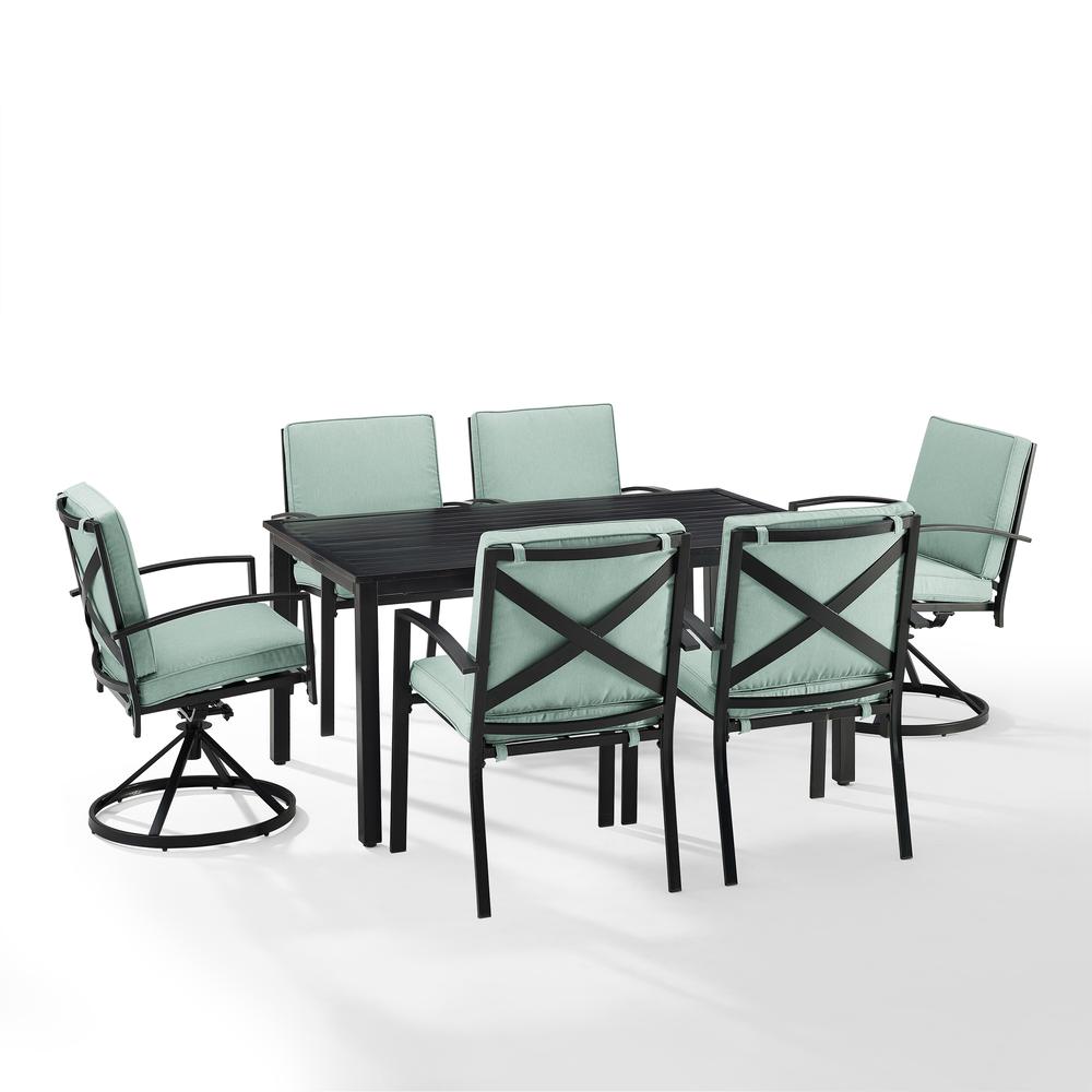 Kaplan 7Pc Outdoor Metal Dining Set Mist/Oil Rubbed Bronze - Table, 2 Swivel Chairs, & 4 Regular Chairs. Picture 6
