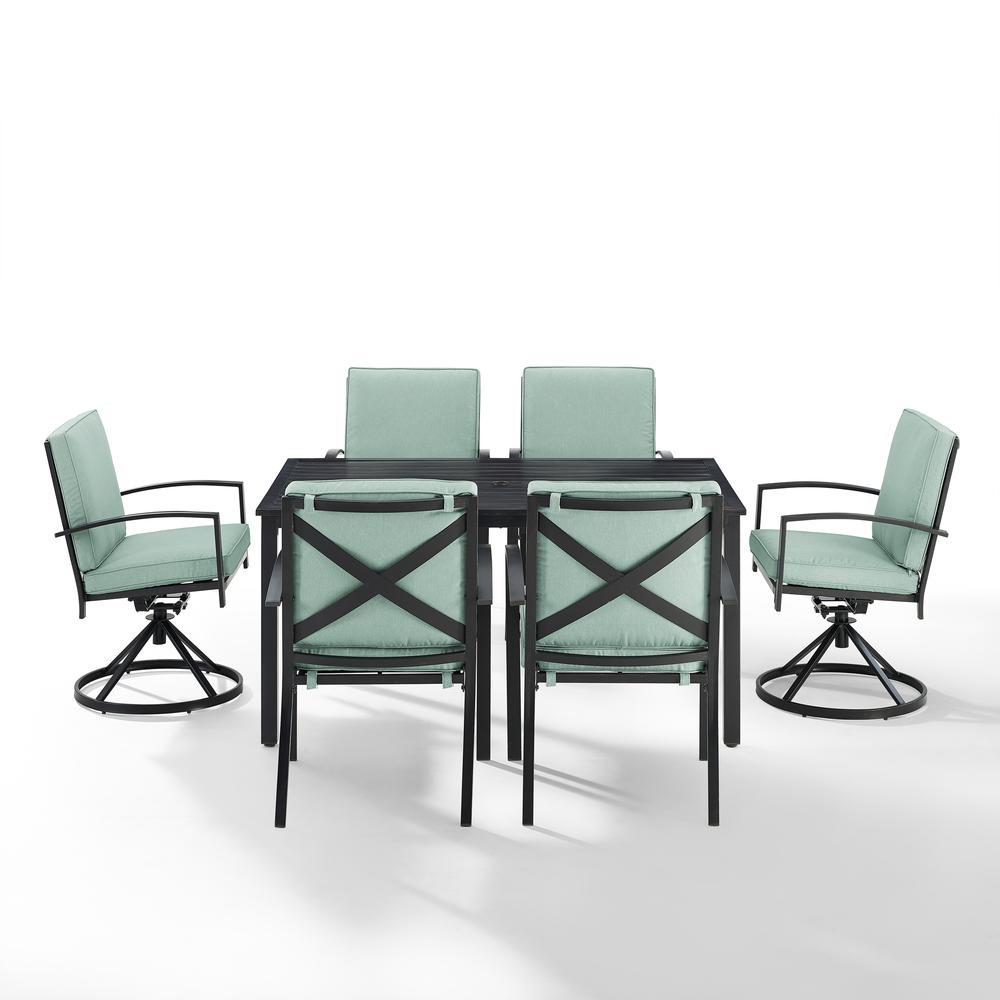 Kaplan 7Pc Outdoor Metal Dining Set Mist/Oil Rubbed Bronze - Table, 2 Swivel Chairs, & 4 Regular Chairs. Picture 7