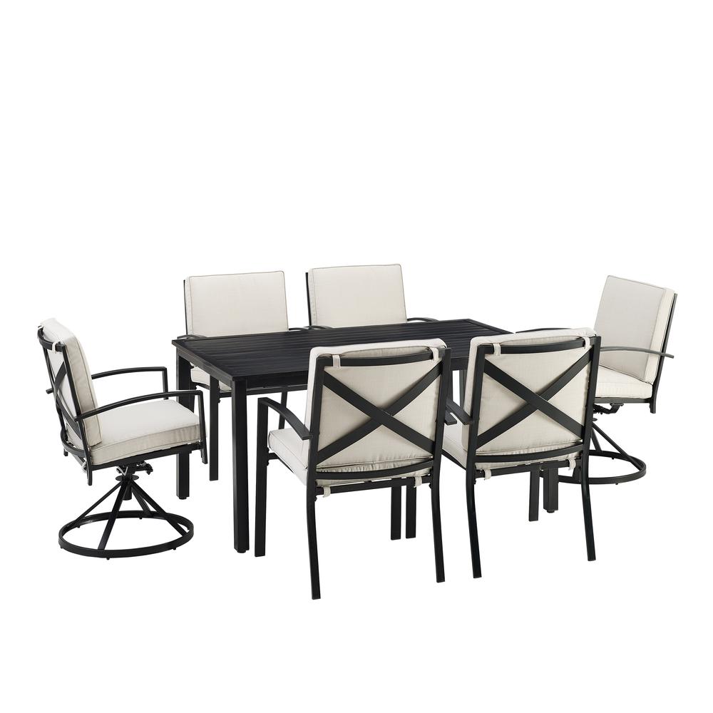 Kaplan 7Pc Outdoor Dining Set Oatmeal/Oil Rubbed Bronze - Table, 2 Swivel Chairs, & 4 Regular Chairs. Picture 3
