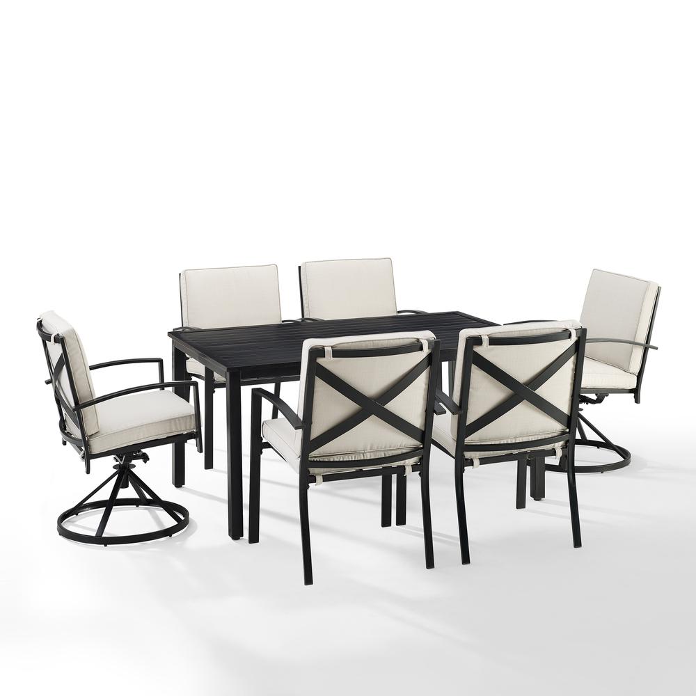 Kaplan 7Pc Outdoor Dining Set Oatmeal/Oil Rubbed Bronze - Table, 2 Swivel Chairs, & 4 Regular Chairs. Picture 6