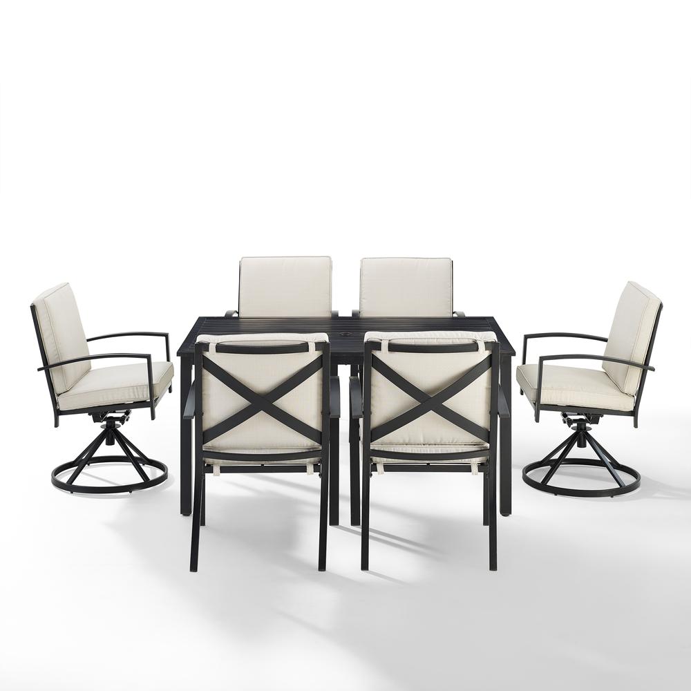 Kaplan 7Pc Outdoor Dining Set Oatmeal/Oil Rubbed Bronze - Table, 2 Swivel Chairs, & 4 Regular Chairs. Picture 7