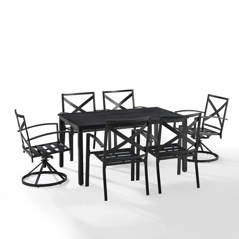 Kaplan 7Pc Outdoor Dining Set Oatmeal/Oil Rubbed Bronze - Table, 2 Swivel Chairs, & 4 Regular Chairs. Picture 8