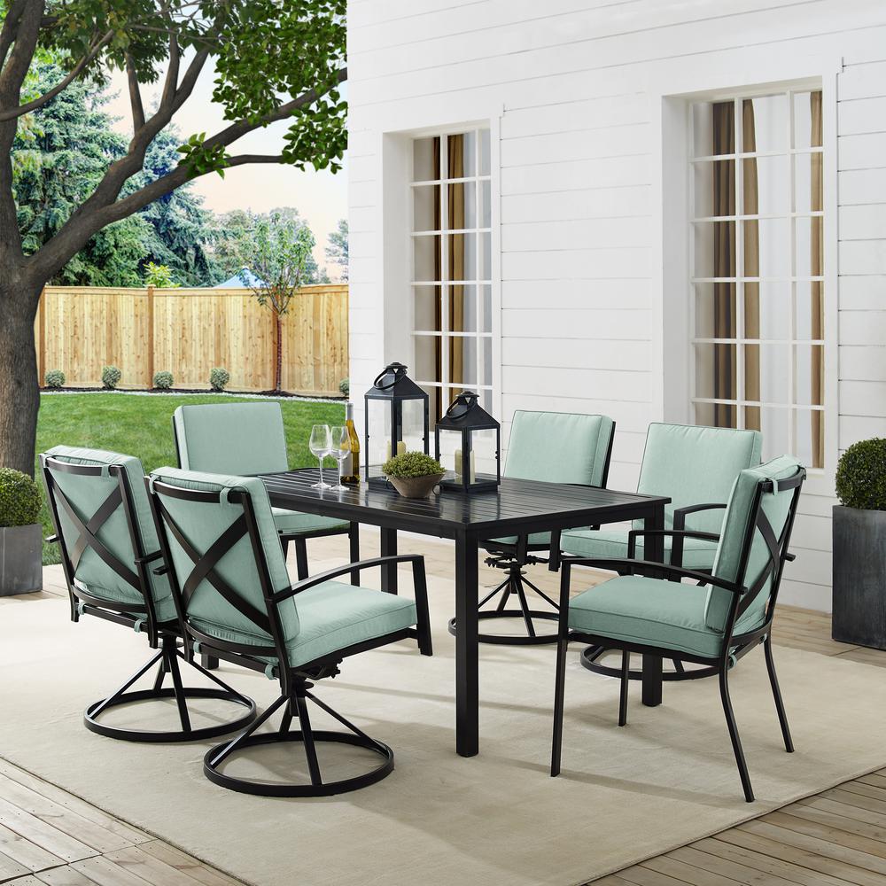 Kaplan 7Pc Outdoor Dining Set Mist/Oil Rubbed Bronze - Table, 4 Swivel Chairs, & 2 Regular Chairs. The main picture.