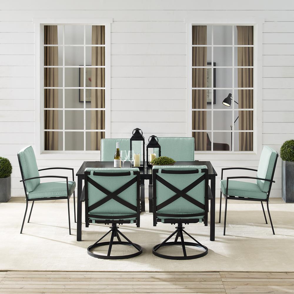 Kaplan 7Pc Outdoor Dining Set Mist/Oil Rubbed Bronze - Table, 4 Swivel Chairs, & 2 Regular Chairs. Picture 2