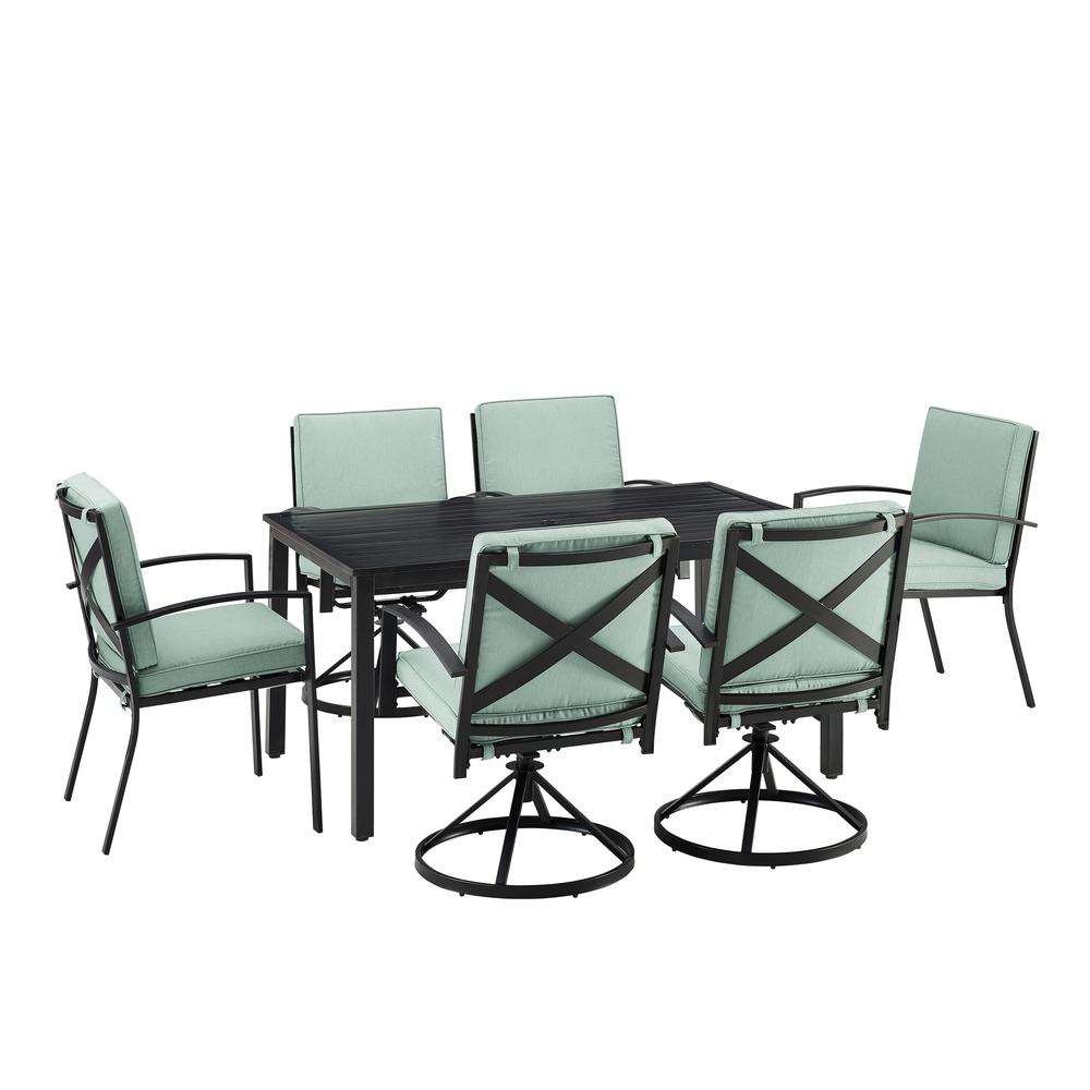 Kaplan 7Pc Outdoor Dining Set Mist/Oil Rubbed Bronze - Table, 4 Swivel Chairs, & 2 Regular Chairs. Picture 3
