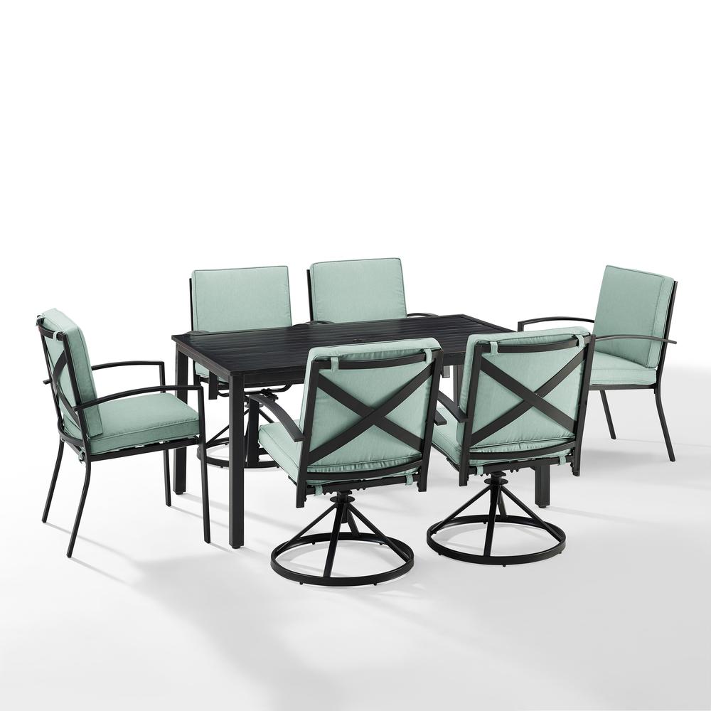 Kaplan 7Pc Outdoor Dining Set Mist/Oil Rubbed Bronze - Table, 4 Swivel Chairs, & 2 Regular Chairs. Picture 6