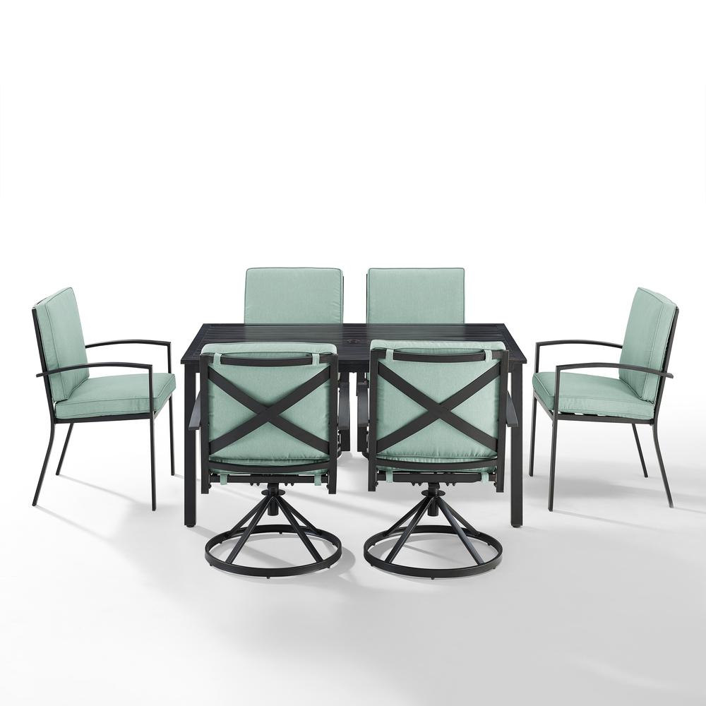 Kaplan 7Pc Outdoor Dining Set Mist/Oil Rubbed Bronze - Table, 4 Swivel Chairs, & 2 Regular Chairs. Picture 7