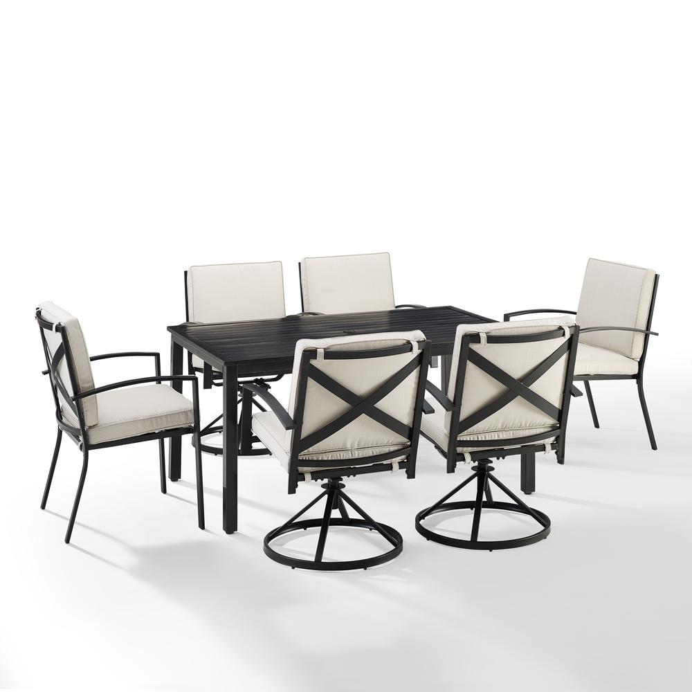 Kaplan 7Pc Outdoor Dining Set Oatmeal/Oil Rubbed Bronze - Table, 4 Swivel Chairs, & 2 Regular Chairs. Picture 6