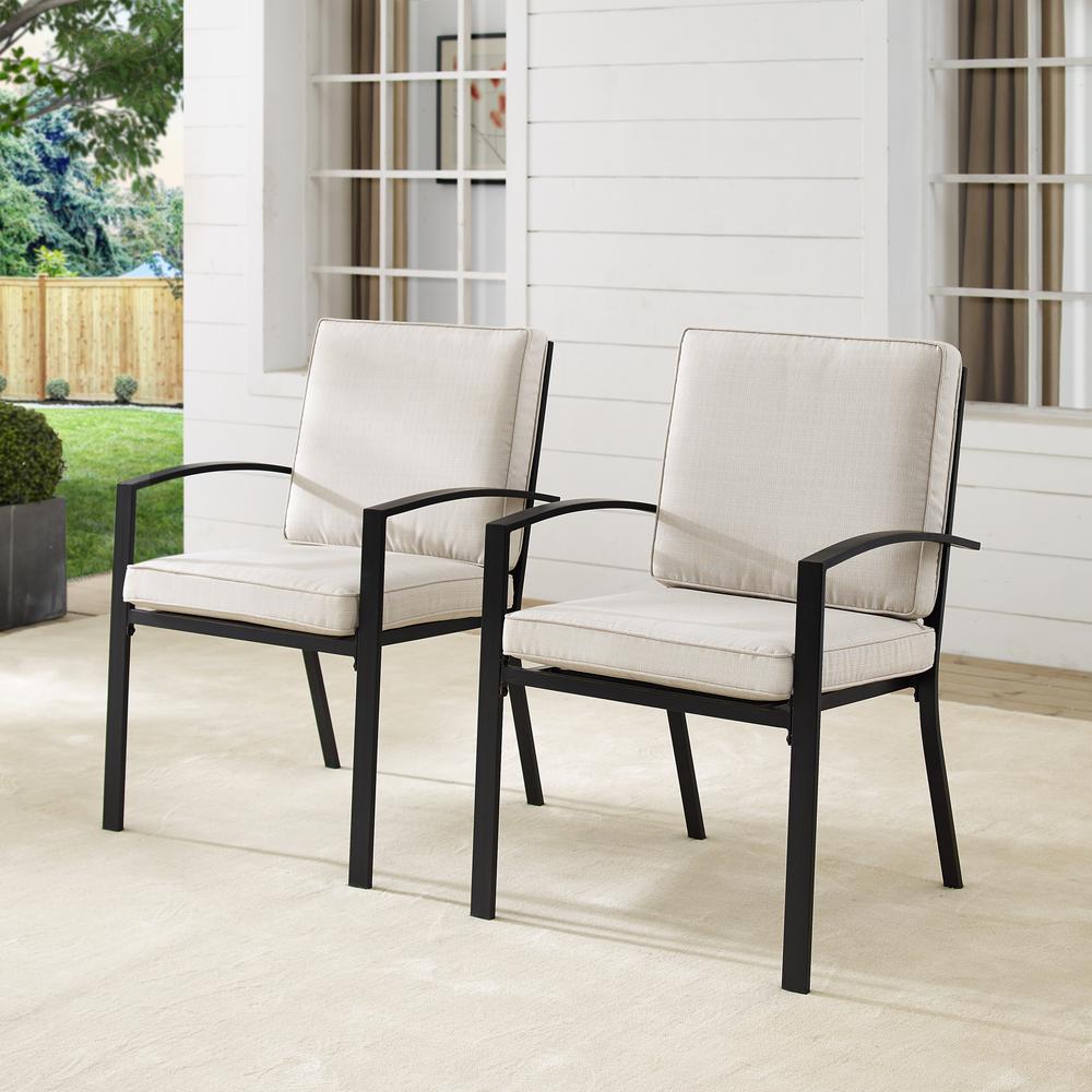 Kaplan 2Pc Outdoor Dining Chair Set Oatmeal/Oil Rubbed Bronze - 2 Chairs. Picture 1