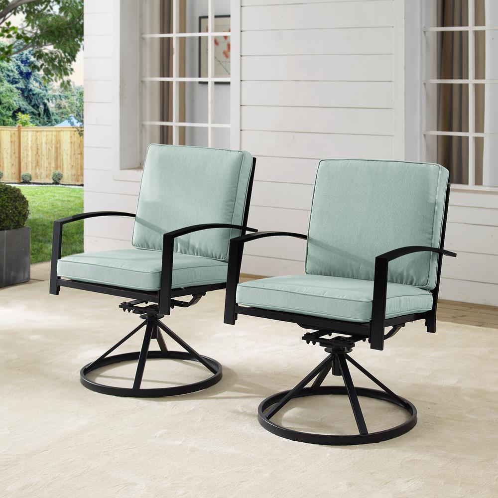 Kaplan 2Pc Outdoor Dining Swivel Chair Set Mist/Oil Rubbed Bronze - 2 Swivel Chairs. Picture 1