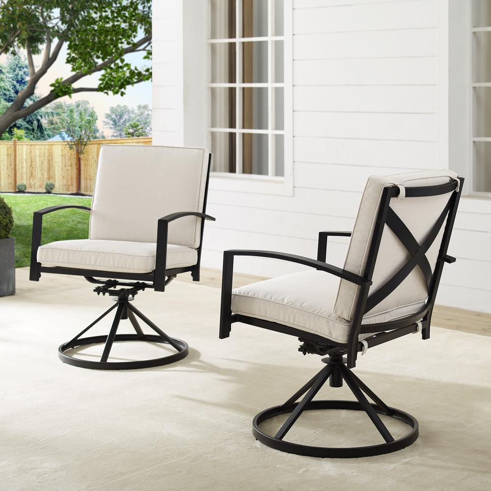 Kaplan 2Pc Outdoor Dining Swivel Chair Set Oatmeal/Oil Rubbed Bronze - 2 Swivel Chairs. Picture 2