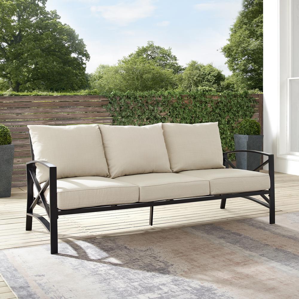 Kaplan Outdoor Metal Sofa Oatmeal/Oil Rubbed Bronze. Picture 8