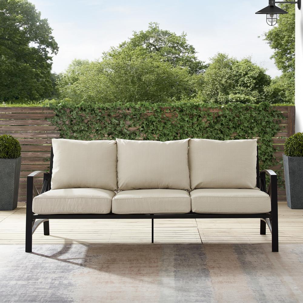 Kaplan Outdoor Metal Sofa Oatmeal/Oil Rubbed Bronze. Picture 7