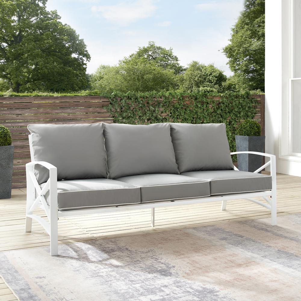 Kaplan Outdoor Metal Sofa Gray/White. Picture 8