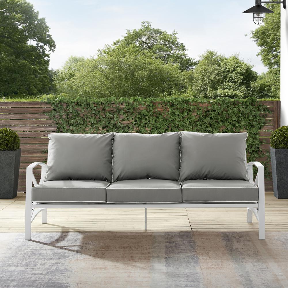Kaplan Outdoor Metal Sofa Gray/White. Picture 9