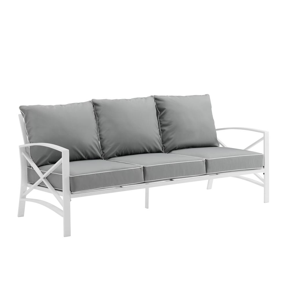 Kaplan Outdoor Metal Sofa Gray/White. Picture 10