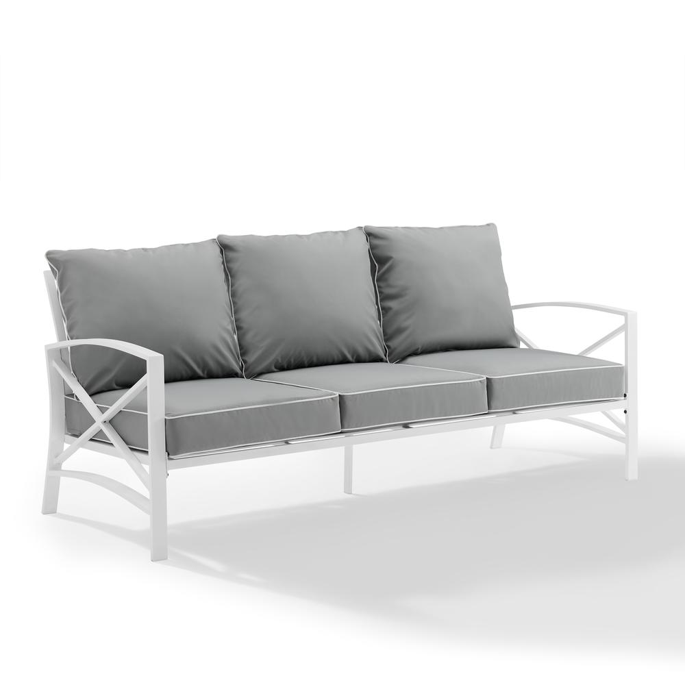 Kaplan Outdoor Metal Sofa Gray/White. Picture 12