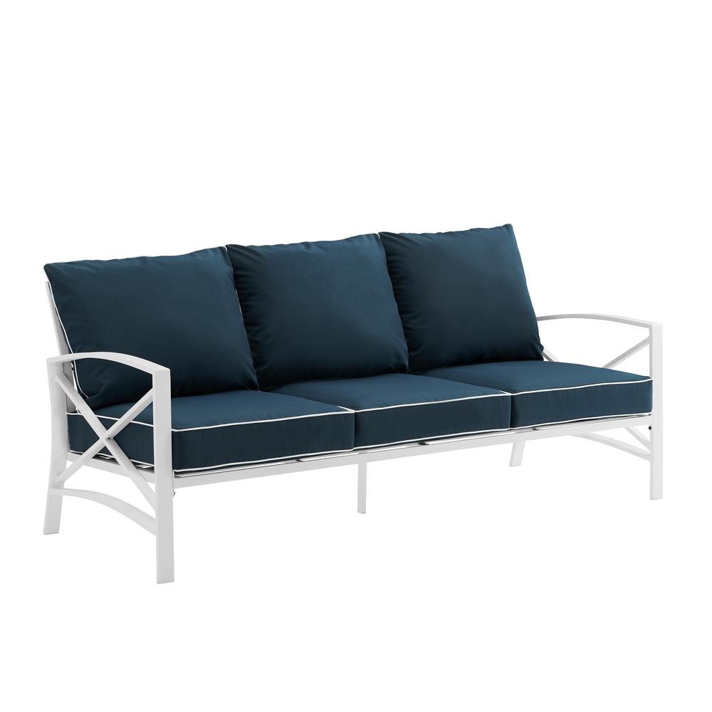 Kaplan Outdoor Metal Sofa Navy/White. Picture 1