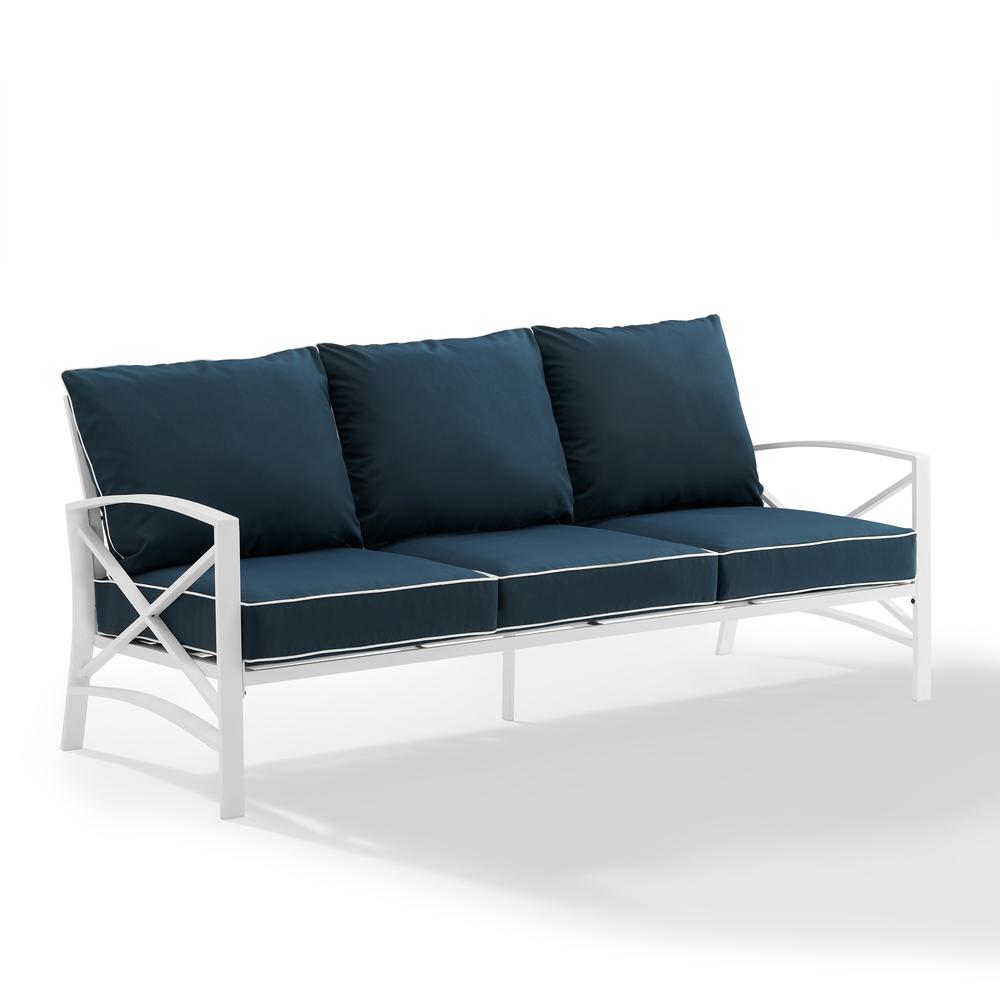 Kaplan Outdoor Metal Sofa Navy/White. Picture 6