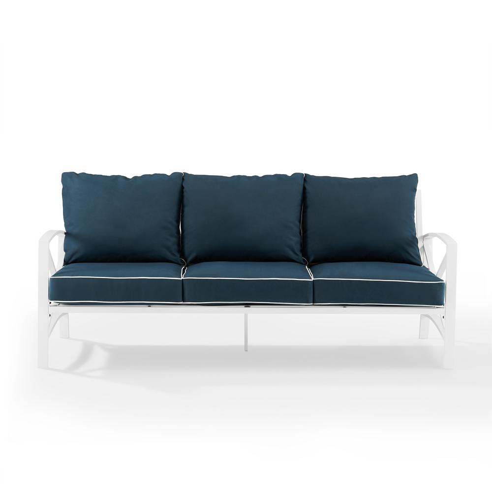 Kaplan Outdoor Metal Sofa Navy/White. Picture 10
